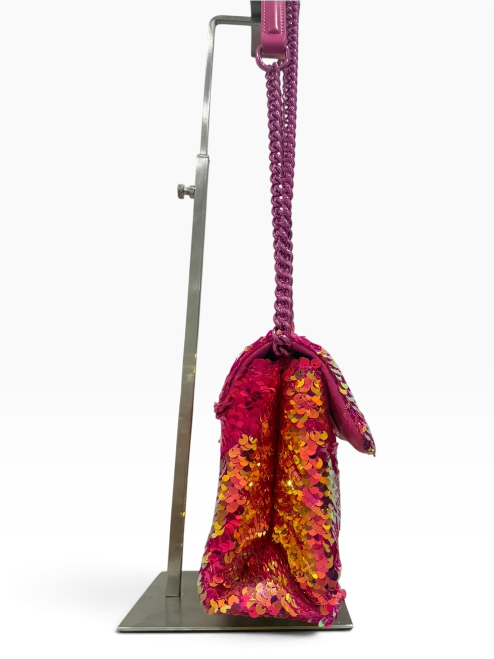 Rare Kurt Geiger Medium Kensington Bright Pink Orange Sequin Crossbody Bag - Picture 12 of 12